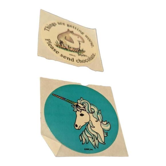 Lot of 6 Vintage 80s RPP Inc Stickers Unicorn Rat Hearts Balloons Chocolate - Picture 2 of 7